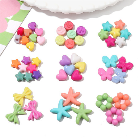 Perles acryliques simples à faire soi-même en forme de cœur, nœud papillon, étoile ou cercle