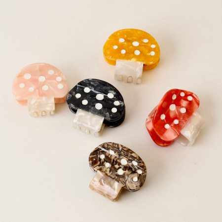 Pinces à cheveux en acétate de champignon, motif pois mignons et couleurs mélangées, série simple