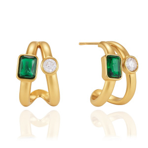 Boucles D'Oreilles Puces Pour Femmes, Collection Luxueuse, Forme Simple Et Irrégulière, Acier Inoxydable, Couleur Or, Zircon, Étanches. h5 Image5