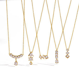 Colliers À Maillons Élégants Pour Femmes, En Acier Inoxydable Étanche, Couleur Or, Ornés De Strass. h5 Image4