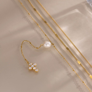 Colliers Superposés Pour Femmes, En Acier Inoxydable, Couleur Or, Avec Chaîne Croisée Quotidienne Simple h5 Image4