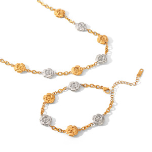 Colliers À Maillons Pour Femmes, Collection Simple Series Daily Flower, En Acier Inoxydable, Couleur Or, Étanches h5 Image6
