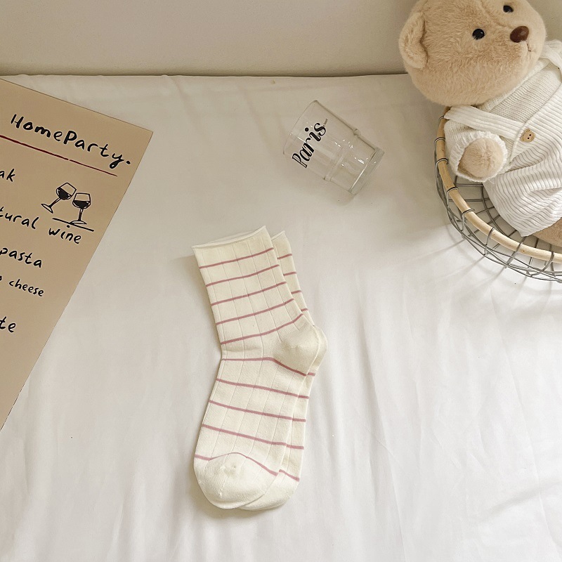 Chaussettes Mi-Mollet À Rayures Basiques