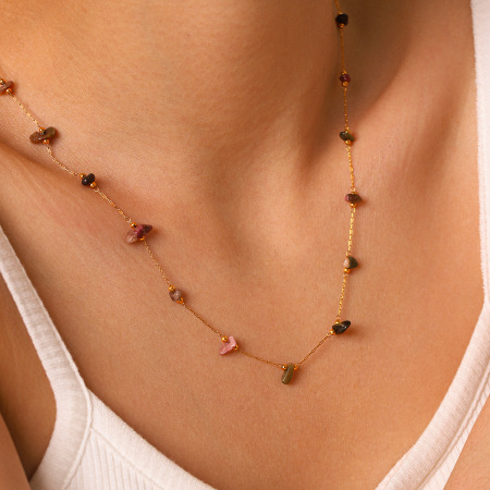 Colliers de perles pour femmes, collection Simple, Daily Chain, en pierres naturelles couleur or