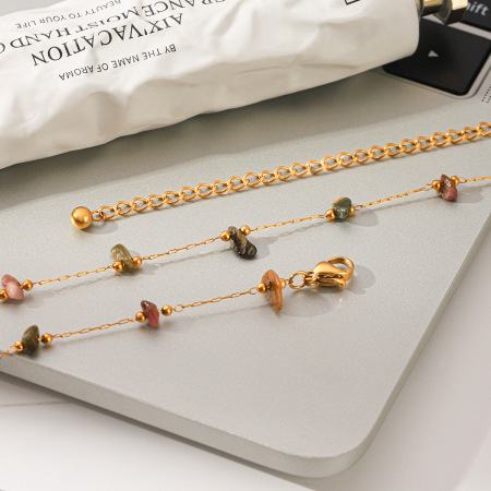 Colliers de perles pour femmes, collection Simple, Daily Chain, en pierres naturelles couleur or 2