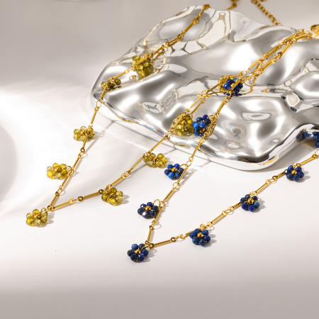 Colliers pendentifs élégants en acier inoxydable doré, couleur fleur, collection romantique pour femmes
