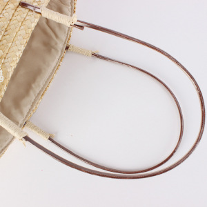 Sac Cabas Femme En Raphia Uni À Motif Floral Tissé Style Vacances h5 Image3