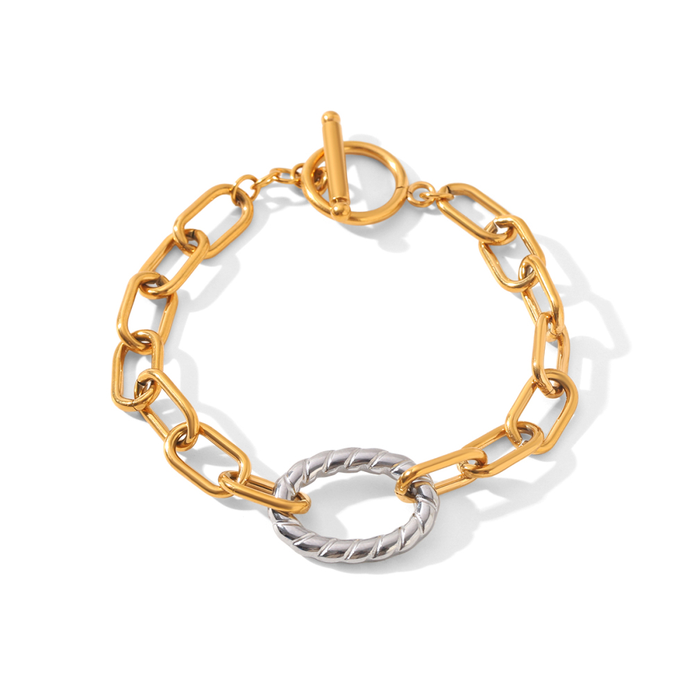 Bracelet Chaîne Simple En Acier Inoxydable Doré Et Argenté, Étanche, Pour Femme. 
