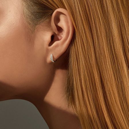 Boucles d'oreilles pour femmes en moissanite, plaquées rhodium, série Simple Elegant Circle, en argent sterling 925. 2