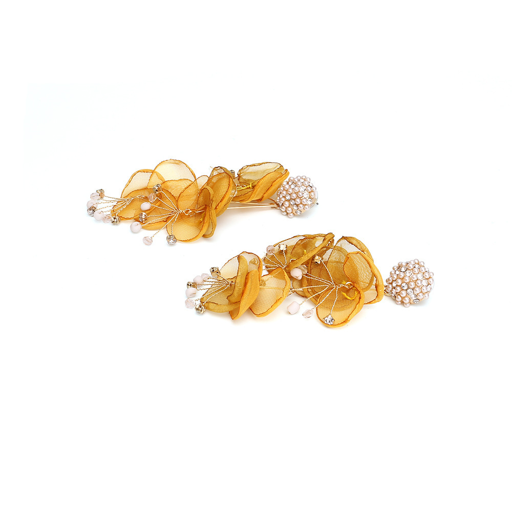 Boucles D'Oreilles Pendantes Pour Femme, Collection Romantique, Motif Floral, Strass Et Perles Artificielles Image3