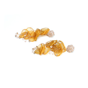 Boucles D'Oreilles Pendantes Pour Femme, Collection Romantique, Motif Floral, Strass Et Perles Artificielles h5 Image3