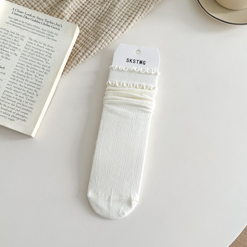 Chaussettes Mi-Mollet Basiques À Rebond Léger, Couleur Unie 