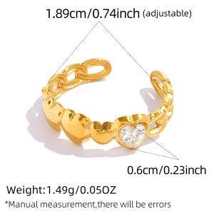 Ensembles De Bagues Pour Femmes Simple Series Daily Heart En Acier Inoxydable Étanche Couleur Or Avec Zircon h5 