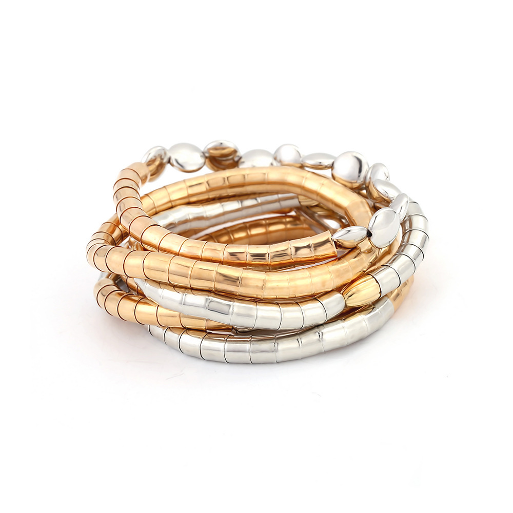 Ensembles De Bracelets Luxueux Pour Femmes, En Fil Uni Couleur Or Ccb Image4