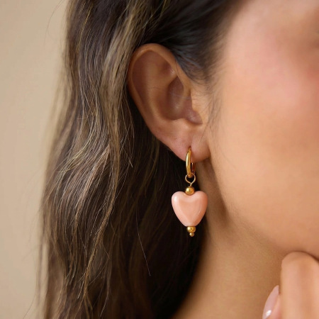 Boucles d'oreilles pendantes pour femmes Simple Series Daily Heart en acier inoxydable étanche couleur or