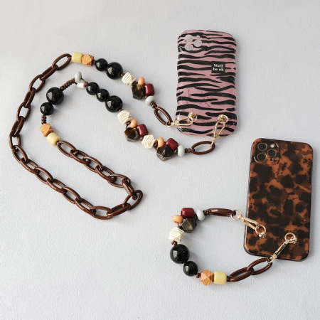 Chaîne de téléphone Simple Series Retro Leopard Print Beads Woven Acrylic Bag String 2