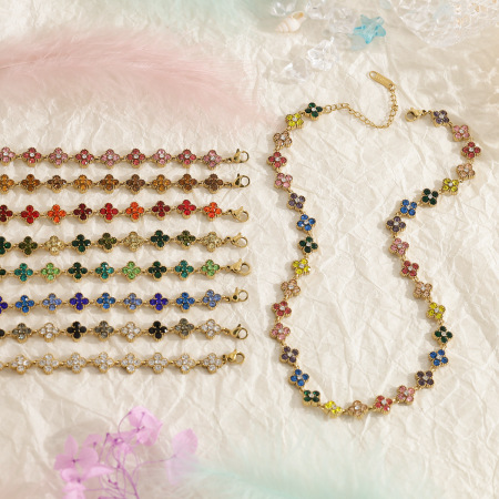 Colliers à maillons pour femmes, collection Luxueuse et Élégante, en acier inoxydable, couleur or, avec zircon et monture imperméable.