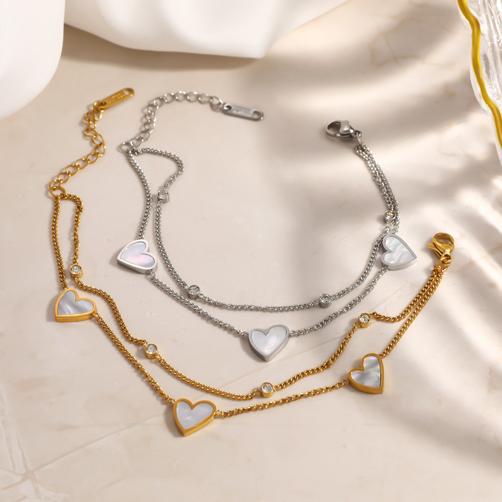 Ensembles De Bracelets Pour Femmes Simple Series Elegant Heart Chain En Acier Inoxydable Étanche Couleur Or h5Image4