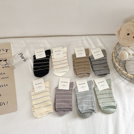Chaussettes mi-mollet à rayures basiques