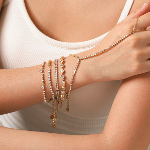 Bracelet Chaîne Pour Femme Simple Series Daily Chain En Acier Inoxydable Étanche Couleur Or Avec Zircon h5 Image7
