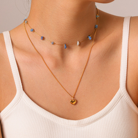 Colliers pendentifs pour femmes Simple Series Daily Heart en acier inoxydable étanche couleur or 2