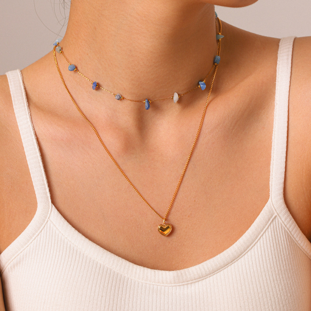 Colliers Pendentifs Pour Femmes Simple Series Daily Heart En Acier Inoxydable Étanche Couleur Or Image3