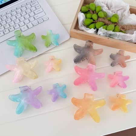 Pinces à cheveux en plastique dégradé de couleur étoile de mer, collection romantique quotidienne 2