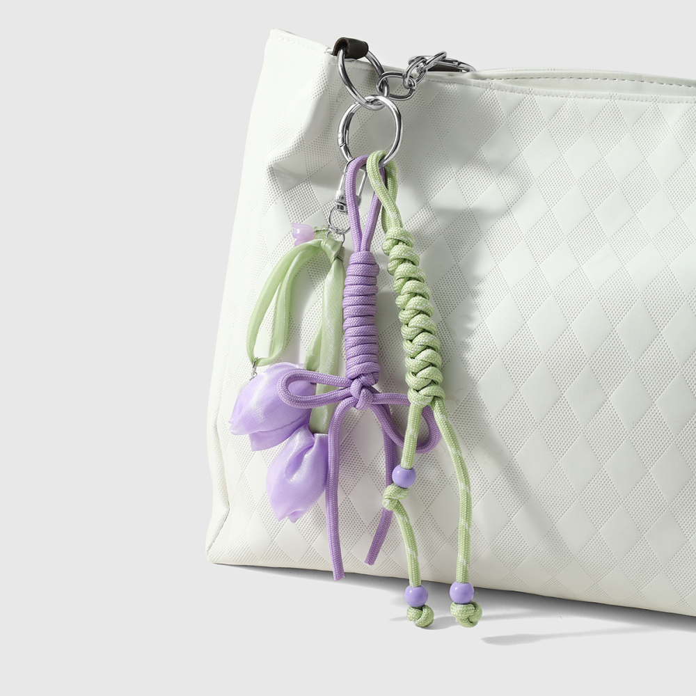 Breloques De Sac En Polyester De Couleur Assortie, Collection Daily Flower Twist De La Série Simple Image5