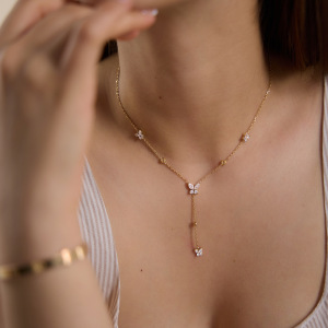Colliers Pendentifs Pour Femmes, Collection Romantique, Avec Pendentif Papillon Doux En Acier Inoxydable, Couleur Or Et Zircon, Étanches. h5 Image3