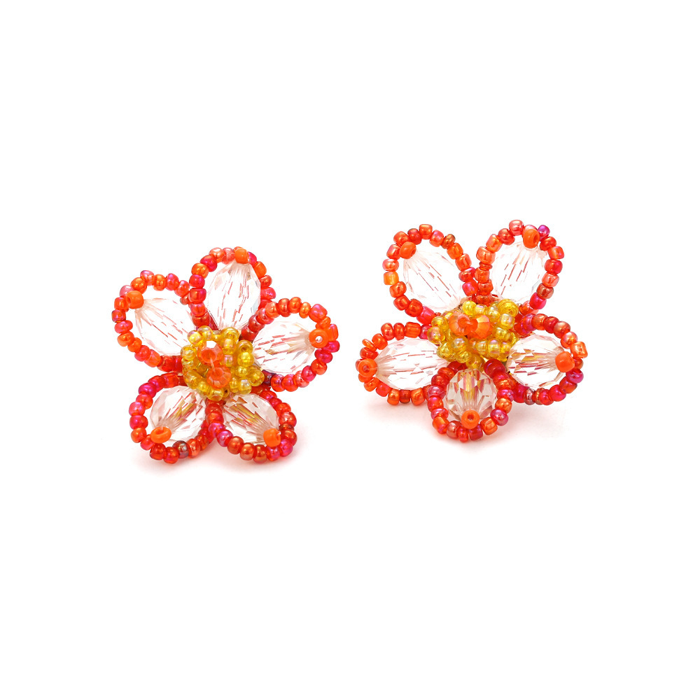 Boucles D'Oreilles Puces En Résine À Motif Floral Romantique Pour Femmes h5Image4