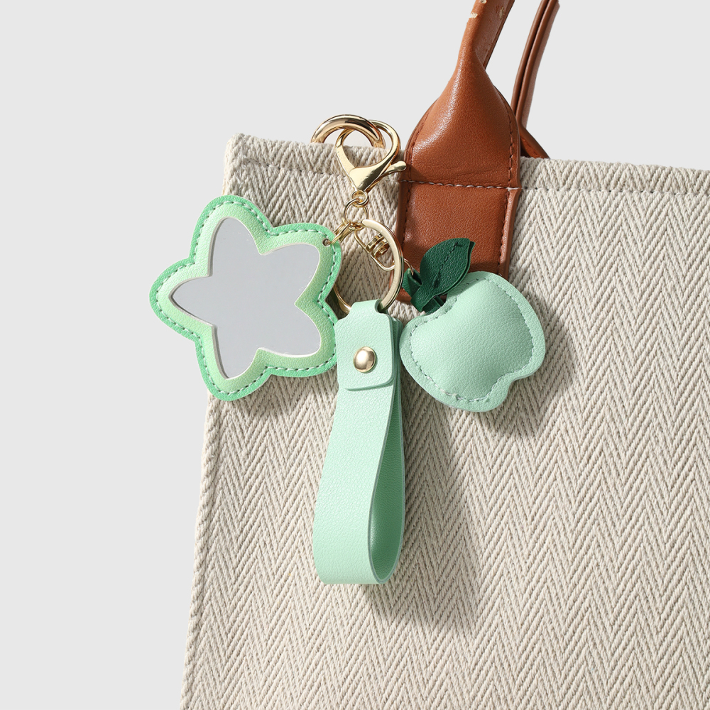 Porte-Clés En Cuir Uni, Motif Floral Et Fruit, Collection Quotidienne Simple Series Image4