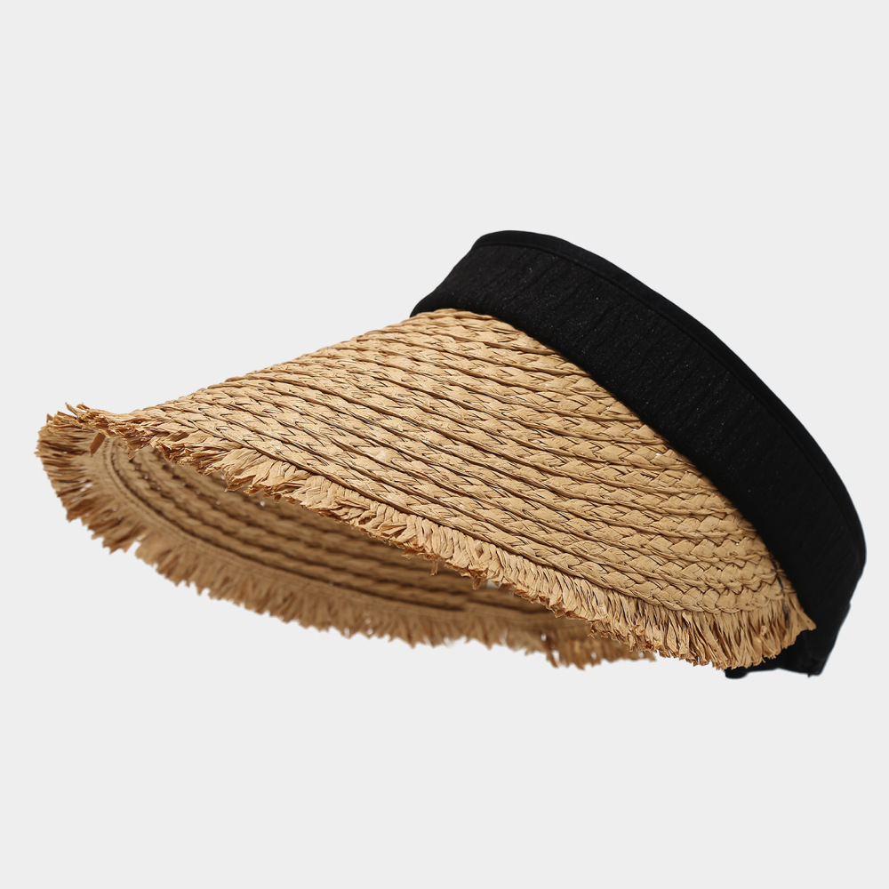 Chapeaux De Paille Tissée En Raphia De Couleur Unie, Collection Simple Series Daily 