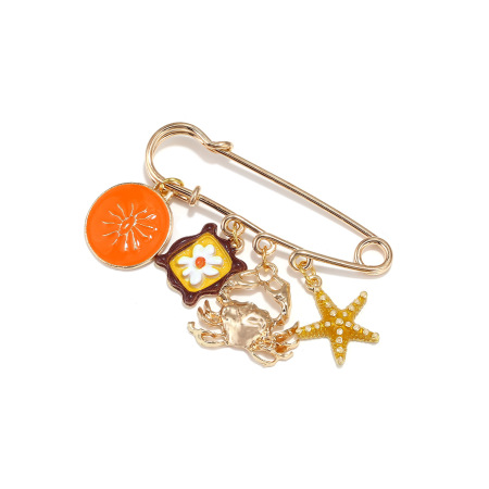 Broches en alliage représentant des étoiles de mer, style océanique, avec des fleurs et des animaux naturels (Série Simple) 2