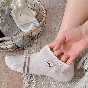 Chaussettes Basses À Lettres Unies Basiques Et Couleurs Contrastées h5 Image3
