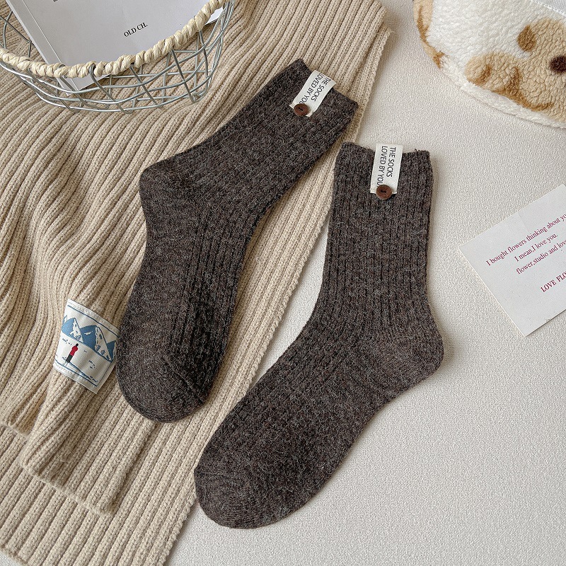 Chaussettes Mi-Mollet Basiques À Rebond Léger, Couleur Unie 