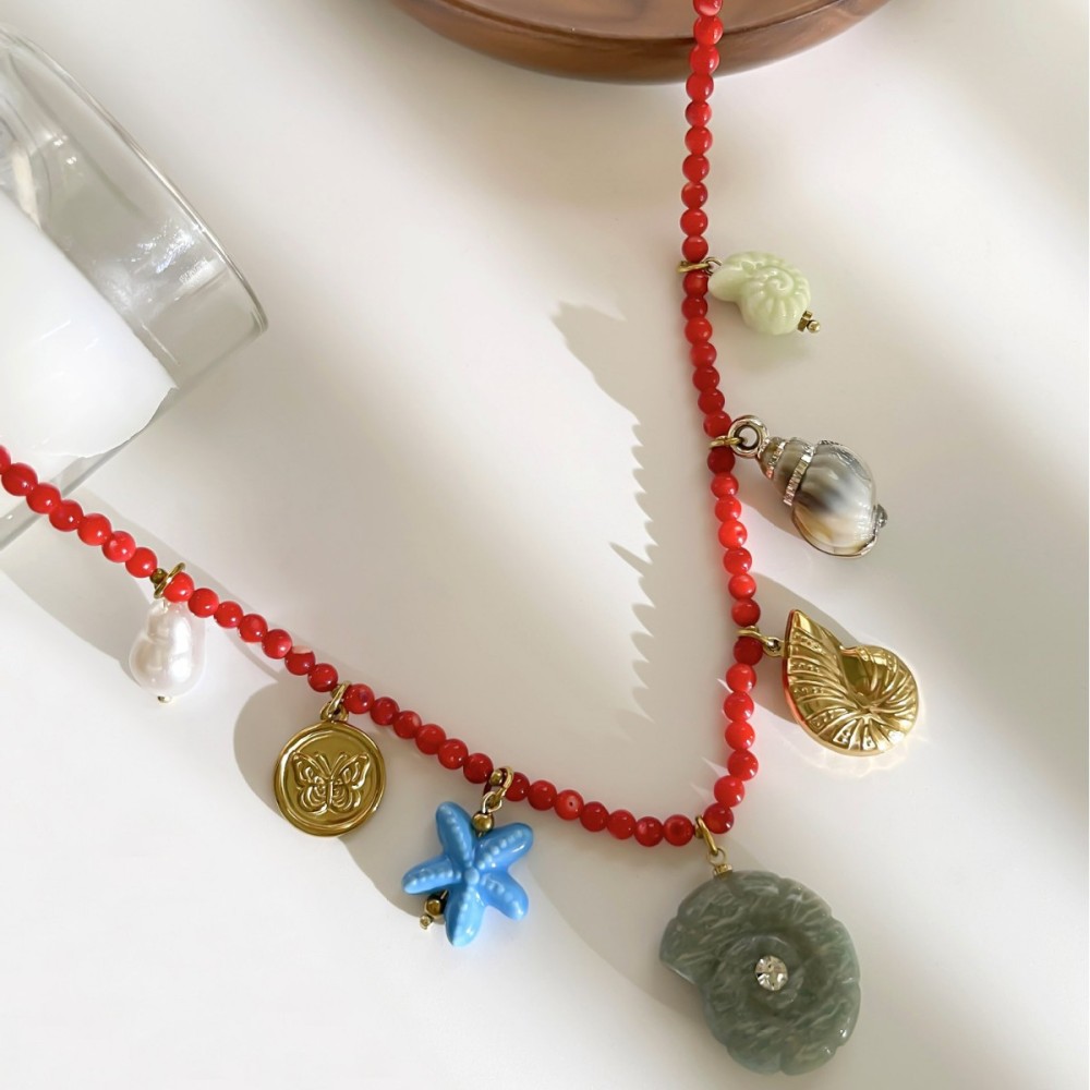 Colliers De Perles Pour Femmes, Style Océanique, Coquillages, Pierres Naturelles, Couleur Or, Perles Artificielles Image3