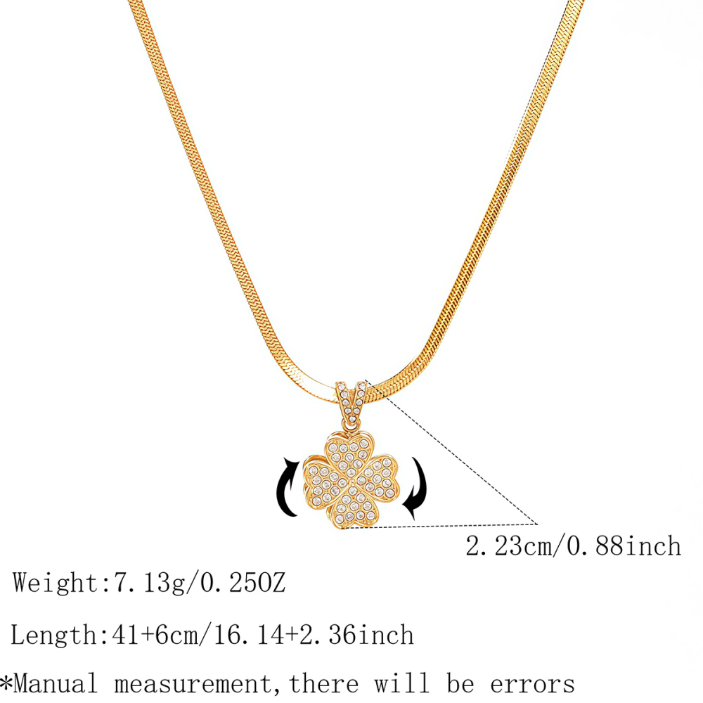 Colliers Pendentifs Pour Femmes Simple Series Daily Clover En Acier Inoxydable Étanche Avec Zircon, Pour Réduire Le Stress 