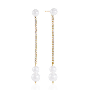 Boucles D'Oreilles Pendantes Pour Femme, En Acier Inoxydable Imperméable, Avec Pompon Simple Et Perles. h5 Image5