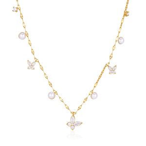Colliers Pendentifs Pour Femmes, Collection Romantique, Avec Pendentif Papillon Doux En Acier Inoxydable, Couleur Or Et Zircon, Étanches. h5 Image5