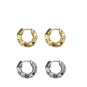 Boucles D'Oreilles Créoles Pour Femmes, Style Classique Irrégulier, Couleur Cuivre Doré, Collection Simple Series h5 Image4