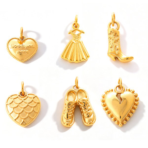 Pendentifs Simples À Faire Soi-Même En Forme De Cœur, Nœud Papillon, Couronne, Bottes, Acier Inoxydable, Étanches, Couleur Or h5 Image5