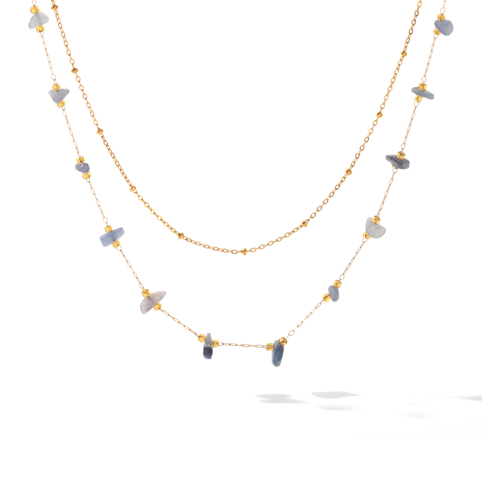 Colliers De Perles Pour Femmes, Collection Simple Series Daily Chain, En Acier Inoxydable, Couleur Or, Étanches, Avec Pierres Naturelles. 