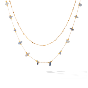 Colliers De Perles Pour Femmes, Collection Simple Series Daily Chain, En Acier Inoxydable, Couleur Or, Étanches, Avec Pierres Naturelles. h5 