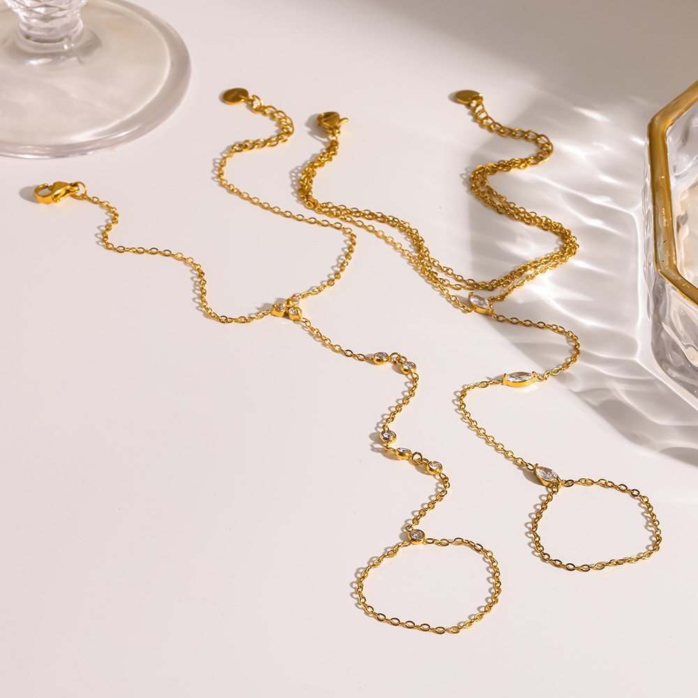 Chaîne Élégante En Acier Inoxydable Étanche Couleur Or Avec Zircon Pour Femme Image2