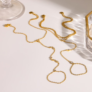 Chaîne Élégante En Acier Inoxydable Étanche Couleur Or Avec Zircon Pour Femme h5 Image2
