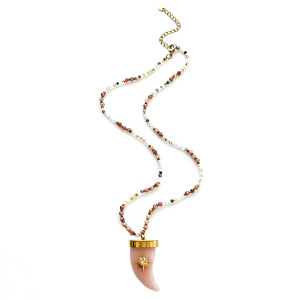 Colliers De Perles Ethniques Rétro En Forme De Triangle Avec Pierres Naturelles Et Strass Pour Femmes h5 Image5