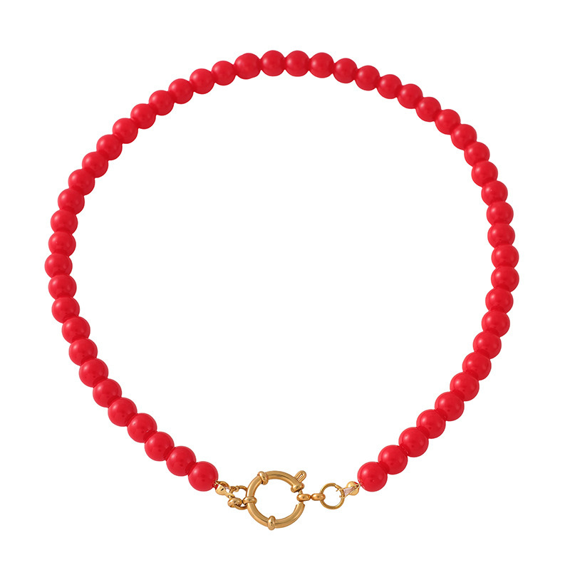 Colliers De Perles De Verre Pour Femmes, En Perles De Couleur Unie 