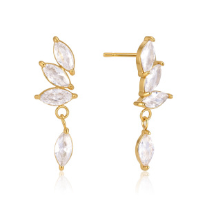 Boucles D'Oreilles Pendantes Pour Femme En Acier Inoxydable, Étanches, Couleur Or, Avec Zircon Et Motif Floral h5 Image4