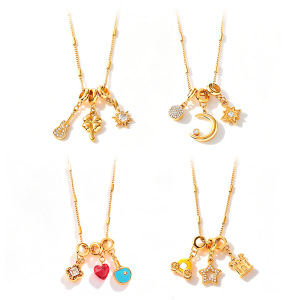 Colliers Pendentifs Pour Femmes En Acier Inoxydable Étanche, Couleur Or, Ornés De Strass h5 Image4