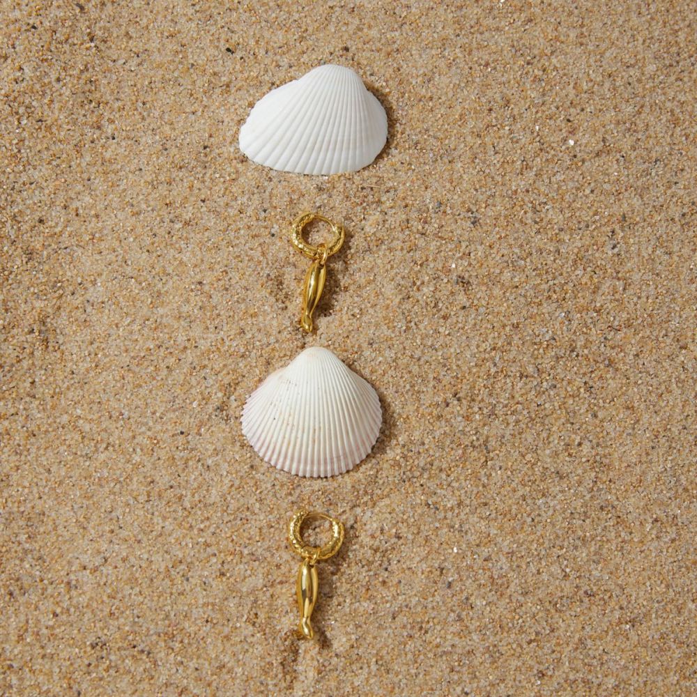 Boucles D'Oreilles Pendantes Pour Femmes, En Acier Inoxydable, Couleur Or, Motif Poisson Image2